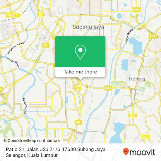 Peta Patio 21, Jalan USJ 21 / 6 47630 Subang Jaya Selangor