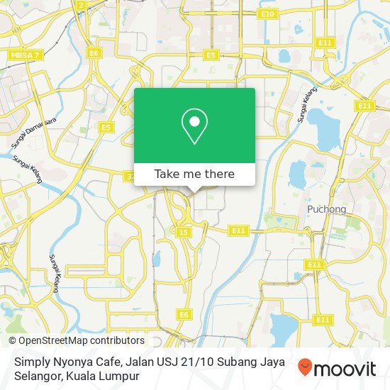 Peta Simply Nyonya Cafe, Jalan USJ 21 / 10 Subang Jaya Selangor