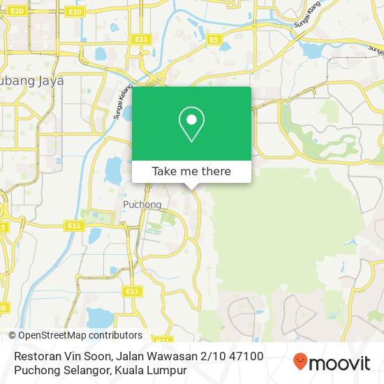 Peta Restoran Vin Soon, Jalan Wawasan 2 / 10 47100 Puchong Selangor