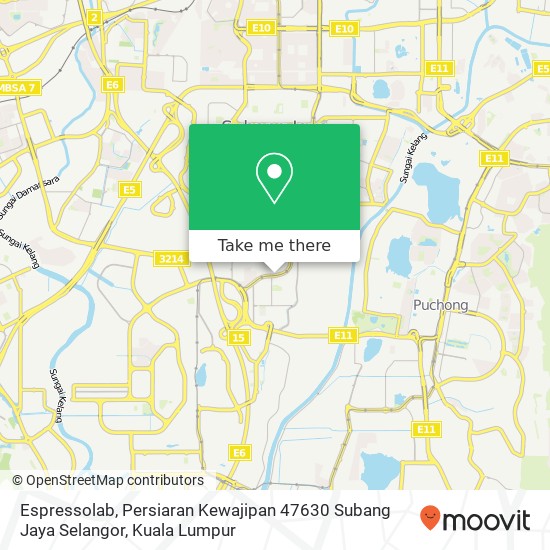 Peta Espressolab, Persiaran Kewajipan 47630 Subang Jaya Selangor