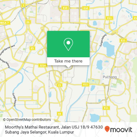 Moorthy's Mathai Restaurant, Jalan USJ 18 / 9 47630 Subang Jaya Selangor map