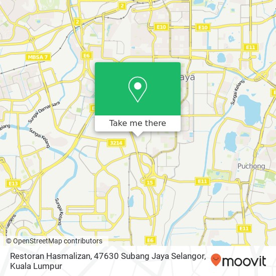 Restoran Hasmalizan, 47630 Subang Jaya Selangor map