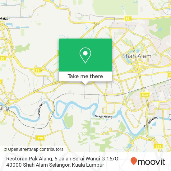 Peta Restoran Pak Alang, 6 Jalan Serai Wangi G 16 / G 40000 Shah Alam Selangor