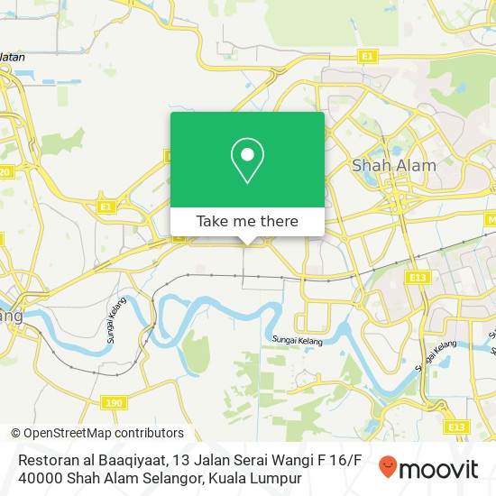 Peta Restoran al Baaqiyaat, 13 Jalan Serai Wangi F 16 / F 40000 Shah Alam Selangor