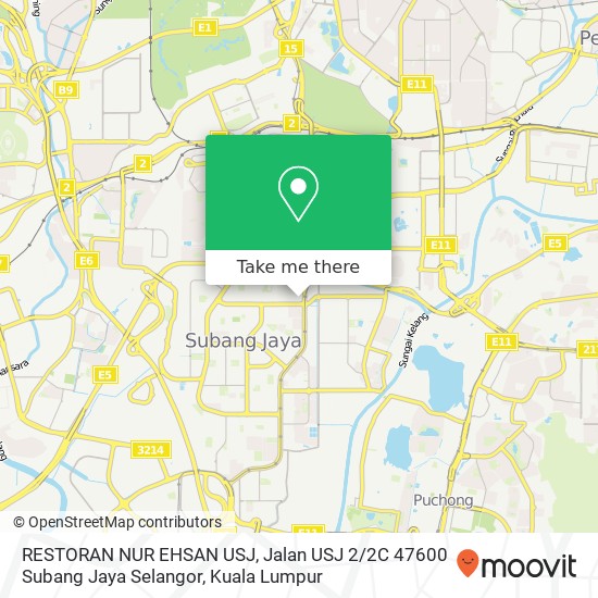 Peta RESTORAN NUR EHSAN USJ, Jalan USJ 2 / 2C 47600 Subang Jaya Selangor
