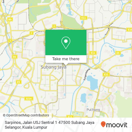 Sarpinos, Jalan USJ Sentral 1 47500 Subang Jaya Selangor map