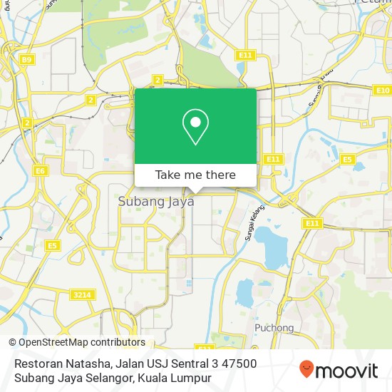 Peta Restoran Natasha, Jalan USJ Sentral 3 47500 Subang Jaya Selangor