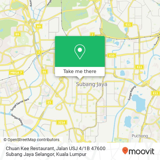 Peta Chuan Kee Restaurant, Jalan USJ 4 / 1B 47600 Subang Jaya Selangor