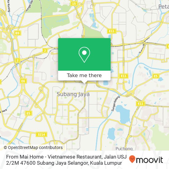 From Mai Home - Vietnamese Restaurant, Jalan USJ 2 / 2M 47600 Subang Jaya Selangor map