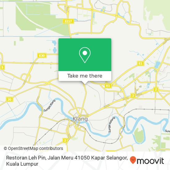 Peta Restoran Leh Pin, Jalan Meru 41050 Kapar Selangor
