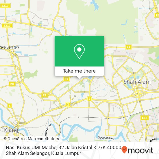 Peta Nasi Kukus UMI Mache, 32 Jalan Kristal K 7 / K 40000 Shah Alam Selangor