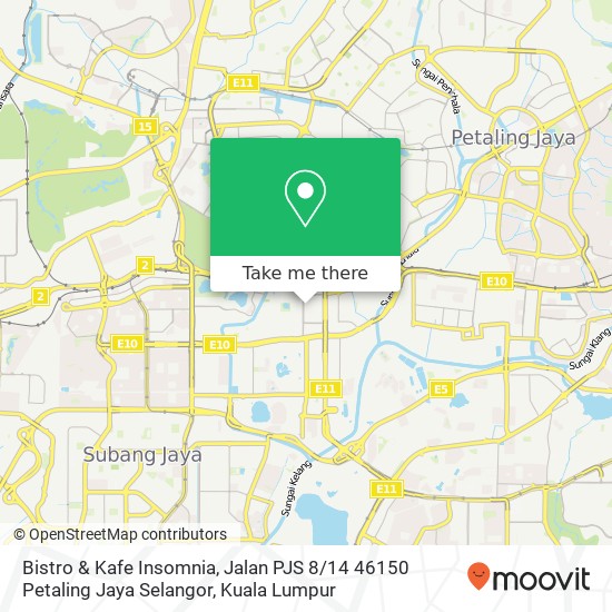 Peta Bistro & Kafe Insomnia, Jalan PJS 8 / 14 46150 Petaling Jaya Selangor