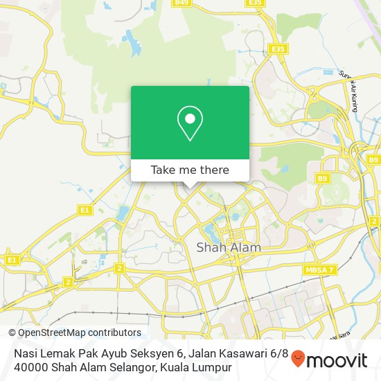 Nasi Lemak Pak Ayub Seksyen 6, Jalan Kasawari 6 / 8 40000 Shah Alam Selangor map
