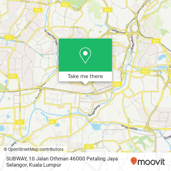 Peta SUBWAY, 10 Jalan Othman 46000 Petaling Jaya Selangor