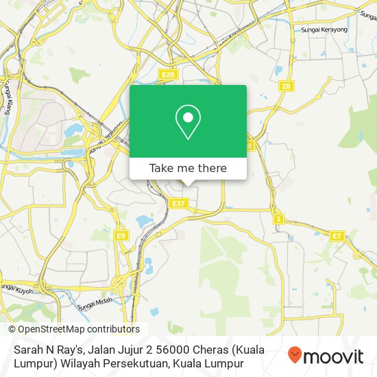 Sarah N Ray's, Jalan Jujur 2 56000 Cheras (Kuala Lumpur) Wilayah Persekutuan map