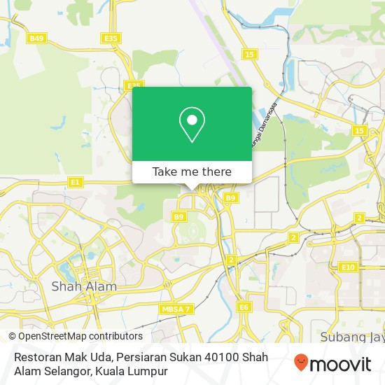 Restoran Mak Uda, Persiaran Sukan 40100 Shah Alam Selangor map