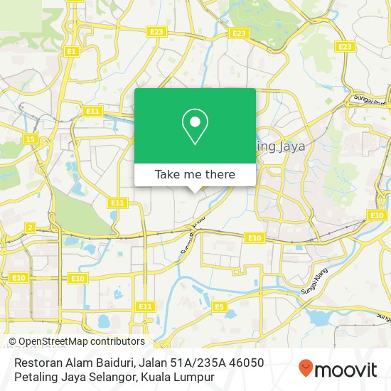 Peta Restoran Alam Baiduri, Jalan 51A / 235A 46050 Petaling Jaya Selangor