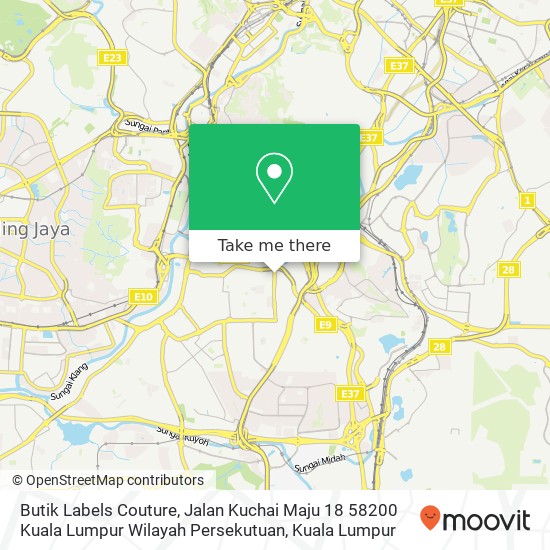 Butik Labels Couture, Jalan Kuchai Maju 18 58200 Kuala Lumpur Wilayah Persekutuan map