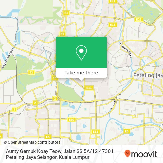 Peta Aunty Gemuk Koay Teow, Jalan SS 5A / 12 47301 Petaling Jaya Selangor