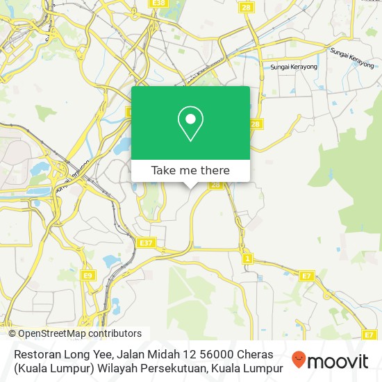 Peta Restoran Long Yee, Jalan Midah 12 56000 Cheras (Kuala Lumpur) Wilayah Persekutuan