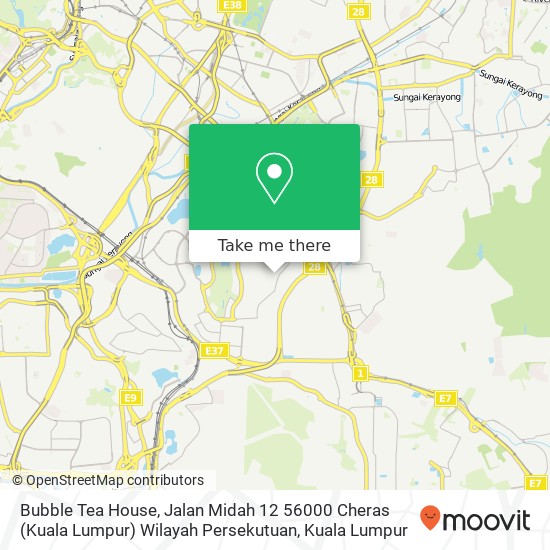 Peta Bubble Tea House, Jalan Midah 12 56000 Cheras (Kuala Lumpur) Wilayah Persekutuan