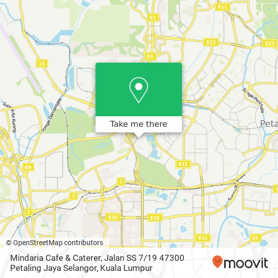 Peta Mindaria Cafe & Caterer, Jalan SS 7 / 19 47300 Petaling Jaya Selangor