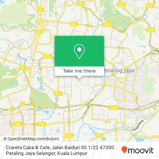 Peta Crareta Cake & Cafe, Jalan Baiduri SS 1 / 22 47300 Petaling Jaya Selangor