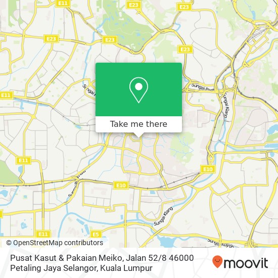 Peta Pusat Kasut & Pakaian Meiko, Jalan 52 / 8 46000 Petaling Jaya Selangor