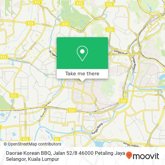 Peta Daorae Korean BBQ, Jalan 52 / 8 46000 Petaling Jaya Selangor