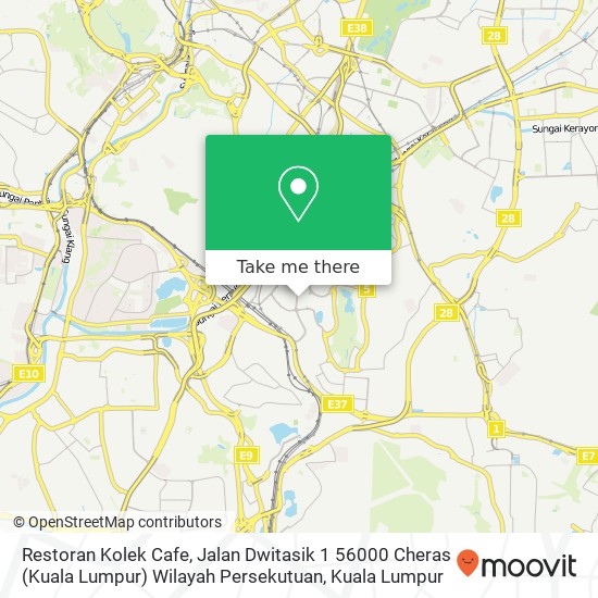 Peta Restoran Kolek Cafe, Jalan Dwitasik 1 56000 Cheras (Kuala Lumpur) Wilayah Persekutuan