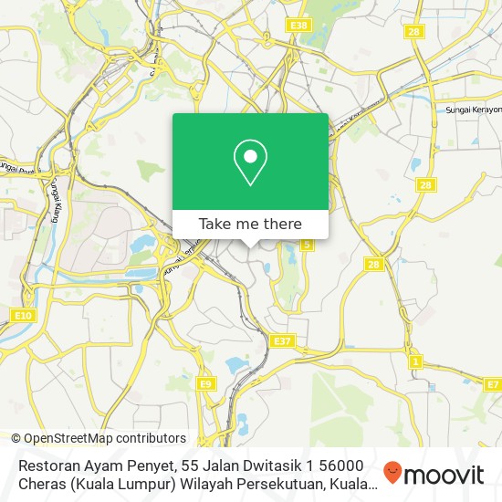 Peta Restoran Ayam Penyet, 55 Jalan Dwitasik 1 56000 Cheras (Kuala Lumpur) Wilayah Persekutuan