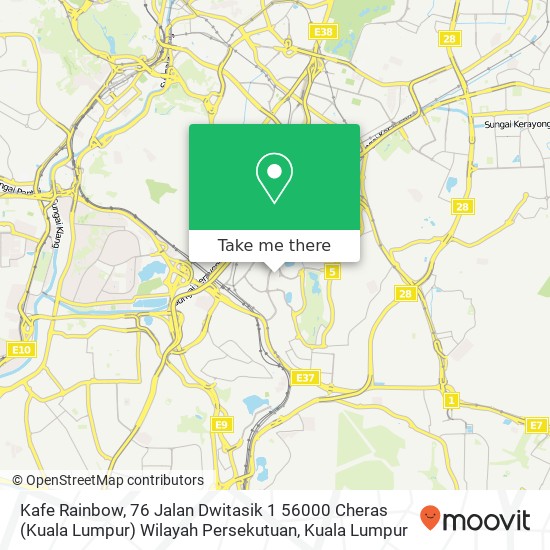 Kafe Rainbow, 76 Jalan Dwitasik 1 56000 Cheras (Kuala Lumpur) Wilayah Persekutuan map