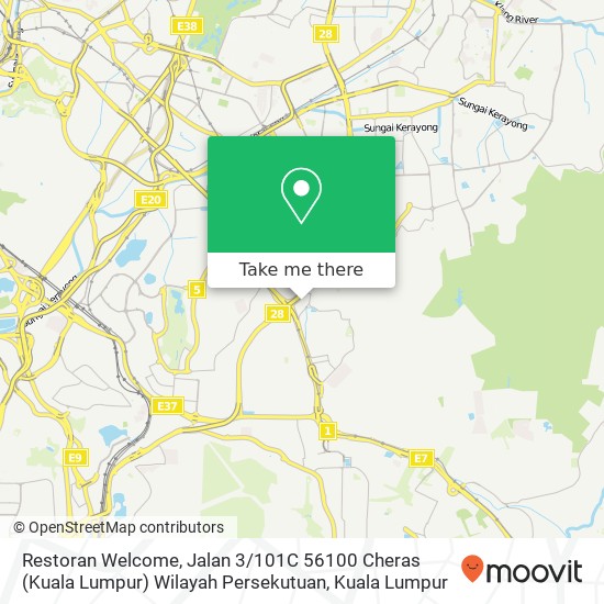Peta Restoran Welcome, Jalan 3 / 101C 56100 Cheras (Kuala Lumpur) Wilayah Persekutuan