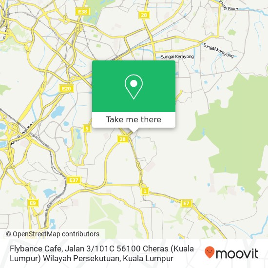 Peta Flybance Cafe, Jalan 3 / 101C 56100 Cheras (Kuala Lumpur) Wilayah Persekutuan