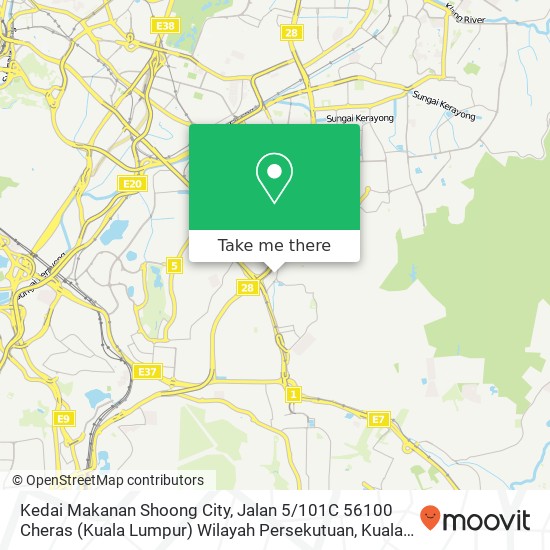 Kedai Makanan Shoong City, Jalan 5 / 101C 56100 Cheras (Kuala Lumpur) Wilayah Persekutuan map