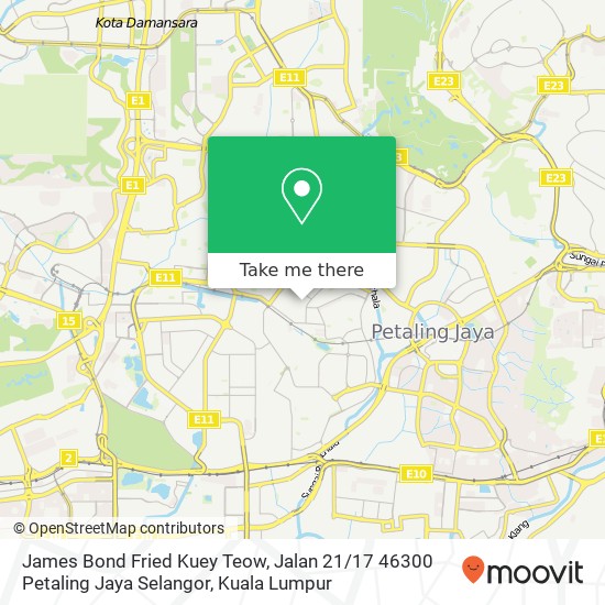 Peta James Bond Fried Kuey Teow, Jalan 21 / 17 46300 Petaling Jaya Selangor