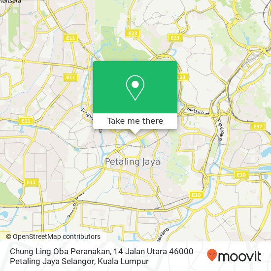 Chung Ling Oba Peranakan, 14 Jalan Utara 46000 Petaling Jaya Selangor map