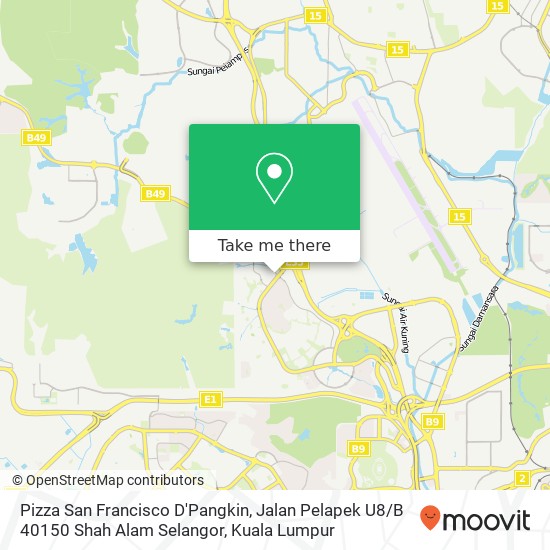 Peta Pizza San Francisco D'Pangkin, Jalan Pelapek U8 / B 40150 Shah Alam Selangor