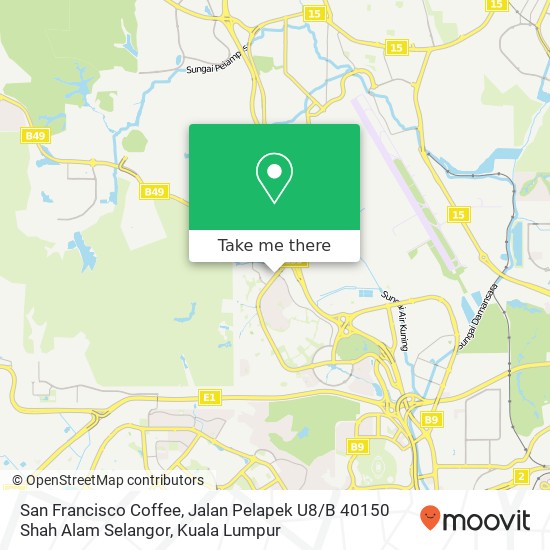 San Francisco Coffee, Jalan Pelapek U8 / B 40150 Shah Alam Selangor map