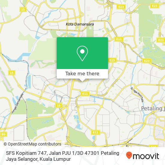 SFS Kopitiam 747, Jalan PJU 1 / 3D 47301 Petaling Jaya Selangor map