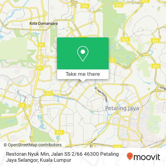 Peta Restoran Nyuk Min, Jalan SS 2 / 66 46300 Petaling Jaya Selangor