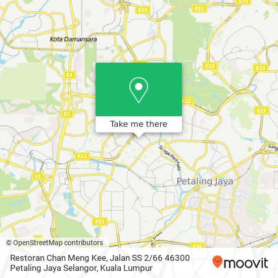Peta Restoran Chan Meng Kee, Jalan SS 2 / 66 46300 Petaling Jaya Selangor