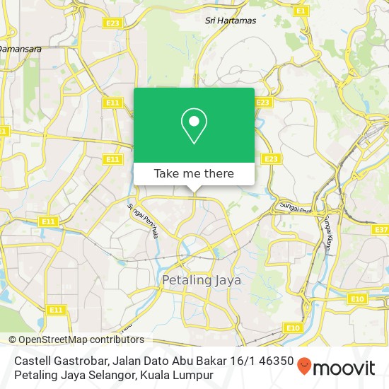 Peta Castell Gastrobar, Jalan Dato Abu Bakar 16 / 1 46350 Petaling Jaya Selangor