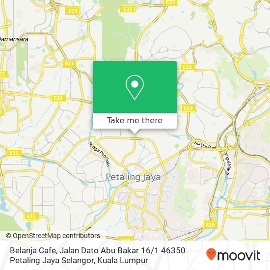 Peta Belanja Cafe, Jalan Dato Abu Bakar 16 / 1 46350 Petaling Jaya Selangor
