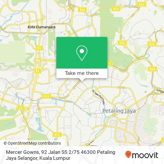Peta Mercer Gowns, 92 Jalan SS 2 / 75 46300 Petaling Jaya Selangor