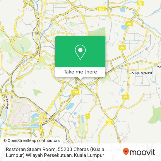 Peta Restoran Steam Room, 55200 Cheras (Kuala Lumpur) Wilayah Persekutuan