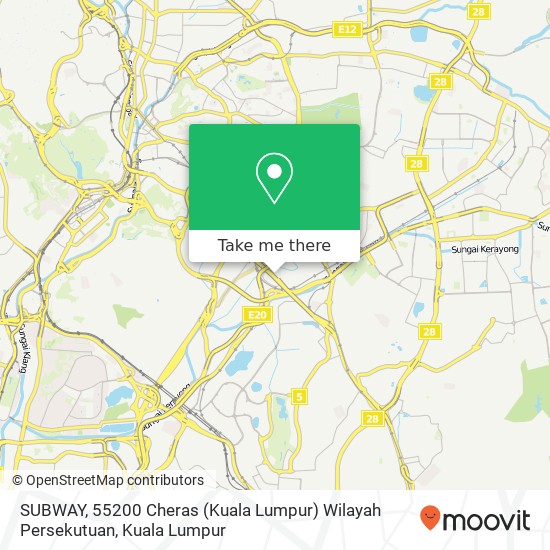 SUBWAY, 55200 Cheras (Kuala Lumpur) Wilayah Persekutuan map