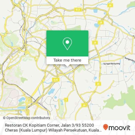 Peta Restoran CK Kopitiam Corner, Jalan 3 / 93 55200 Cheras (Kuala Lumpur) Wilayah Persekutuan