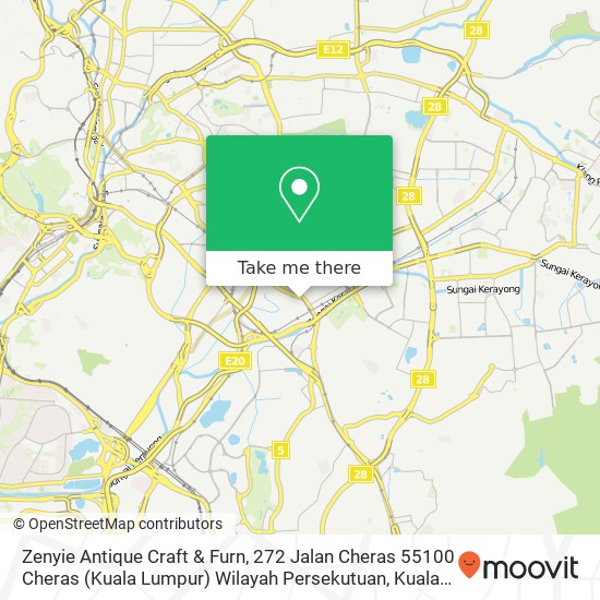 Peta Zenyie Antique Craft & Furn, 272 Jalan Cheras 55100 Cheras (Kuala Lumpur) Wilayah Persekutuan