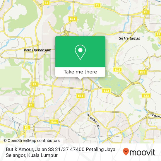 Peta Butik Amour, Jalan SS 21 / 37 47400 Petaling Jaya Selangor